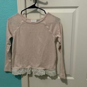 Place long sleeve shirt - size 10/12 kids - color light pink and white